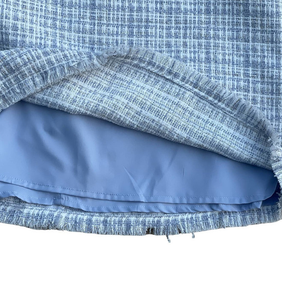 Madison d' Amelie Women's Pencil Mini Skirt SIze 8 Tweed Fringed Hem Pastel - Picture 3 of 7